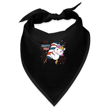 Einhorn für den vierten Juli Feuerwerk Rakete - Bandana - Schwarz - Vorne