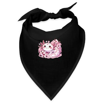 Frühling Axolotl mit Kirschblüten süßer Frühling - Bandana - Schwarz - Vorne
