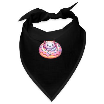 Axolotl im süßen Donut lustiges Axolotl Fastfood - Bandana - Schwarz - Vorne