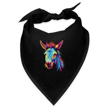 Wasserfarben Farbenfroher Esel bunte Tiere - Bandana - Schwarz - Vorne