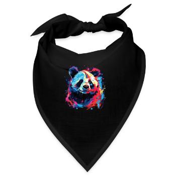 Wasserfarben Farbenfroher Panda bunte Tiere - Bandana - Schwarz - Vorne