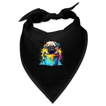 Mops Niedlicher Hund Farbeimer - Bandana - Schwarz - Vorne
