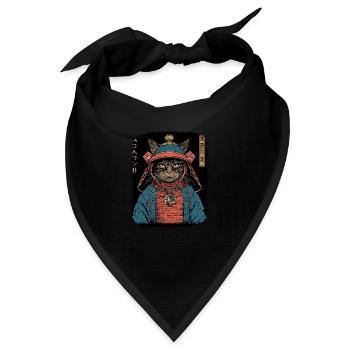 Japanische Katze Samurai Style für Katzen Fans - Bandana - Schwarz - Vorne