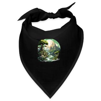 Von der Natur inspirierte landschaftliche Kunst - Bandana - Schwarz - Vorne
