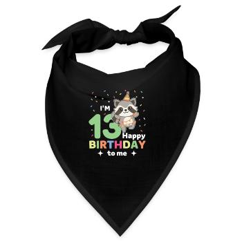 Waschbär zum 13. Geburtstag für Kinder dreizehn - Bandana - Schwarz - Vorne