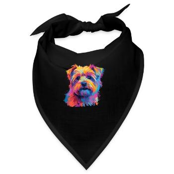 Wasserfarben Farbenfroher Norfolk Terrier - Bandana - Schwarz - Vorne
