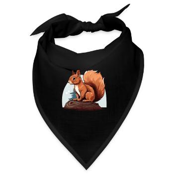 Herbst Eichhörnchen auf Orange Pilz Wald Szene - Bandana - Schwarz - Vorne