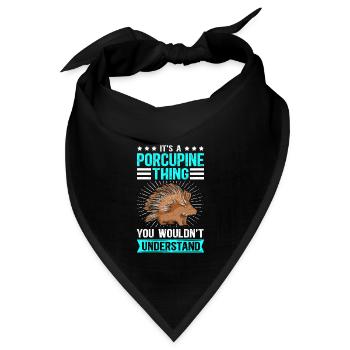 Stachelschwein | Stachelschweine Geschenk - Bandana - Schwarz - Vorne