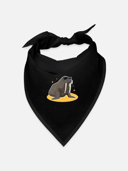 Walross Walroß Walrus Walrosse Geschenk - Bandana - Schwarz - Vorne