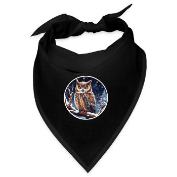 Uhu im Winter - Bandana - Schwarz - Vorne