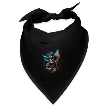 Skelett mit Gewehr, amerikanische Flagge - Bandana - Schwarz - Vorne