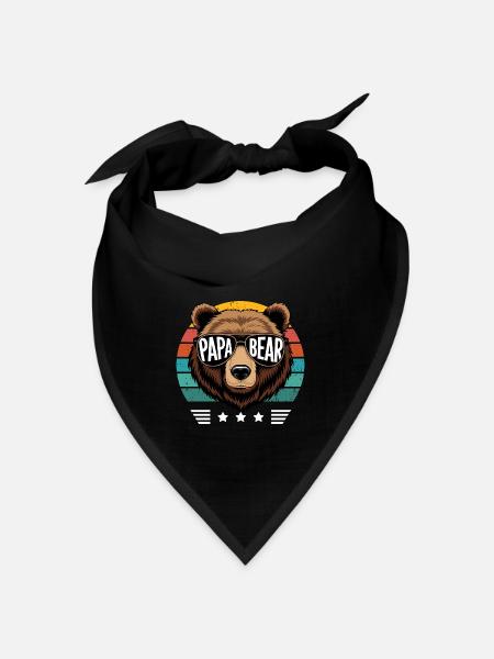Father's Day Dad Bear Retro Father Kids Birthday - Bandana - black - Front