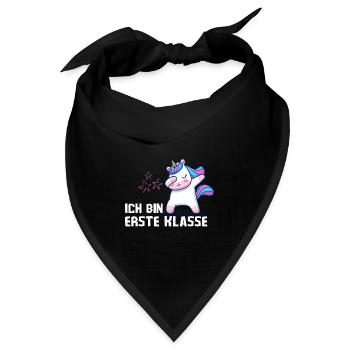 Ich bin erste Klasse Einhorn Einschulung - Bandana - Schwarz - Vorne