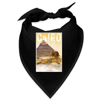 Kairo Vintage Reiseposter mit Pyramide und Sphinx - Bandana - Schwarz - Vorne