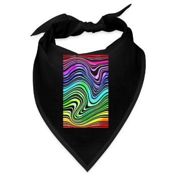 Zebra Muster Neon Regenbogen LSD Trip verballert - Bandana - Schwarz - Vorne