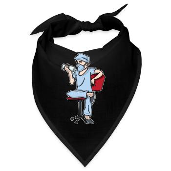 Arzt mit langweile auf Stuhl in der Pause - Bandana - Schwarz - Vorne