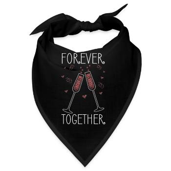Zwillings Geschwister Party mit Sektglas - Bandana - Schwarz - Vorne
