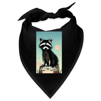 Comic-Karikatur eines nordamerikanischen Waschbären - Bandana - Schwarz - Vorne