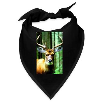 Cooles Comic-Porträt eines wilden Damhirsches majestätisch - Bandana - Schwarz - Vorne