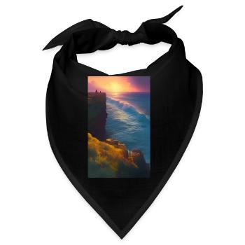 Klippe am Meer mit Sonnenuntergang - Bandana - Schwarz - Vorne