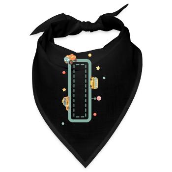Buchstabe i Fahrzeug - personalisiertes Kindergeschenk - Bandana - Schwarz - Vorne