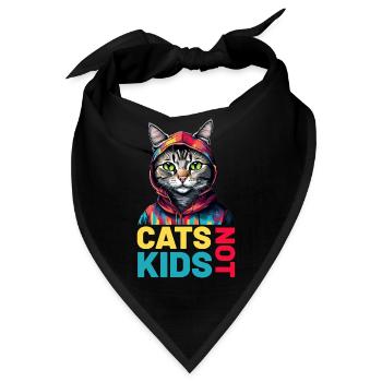 Cats not kids lustige Katzensprüche - Bandana - Schwarz - Vorne