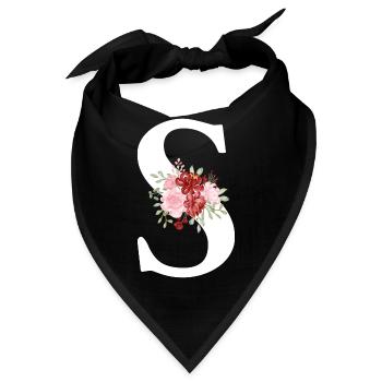 Roter Blumenbuchstabe S - Bandana - Schwarz - Vorne