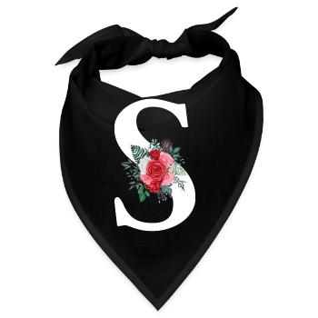 Roter Blumenbuchstabe S - Bandana - Schwarz - Vorne