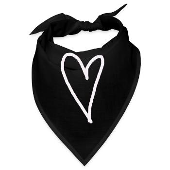 Herz weiß Geschenkidee verliebt Liebe - Bandana - Schwarz - Vorne