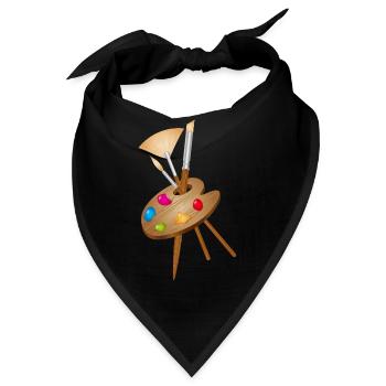 Künstlerpalette mit bunten Farben und Pinseln - Bandana - Schwarz - Vorne