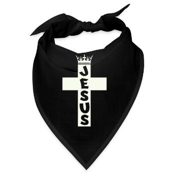 Jesus Kreuz Krone Grafik - Bandana - Schwarz - Vorne