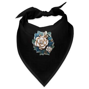 White flowers - Bandana - Schwarz - Vorne