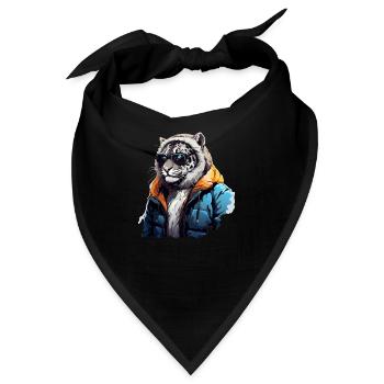 Streetstyle Schneeleopard | Leoparden-Liebhaber - Bandana - Schwarz - Vorne