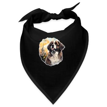 Bernhardiner vor Kirche - Bandana - Schwarz - Vorne