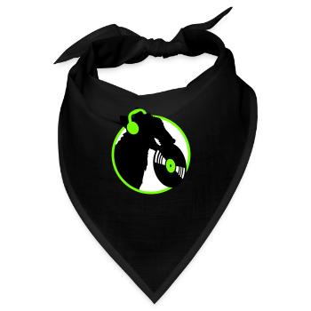 Hund DJ Musik Auflegen Club Disko Schallplatte Fun - Bandana - Schwarz - Vorne
