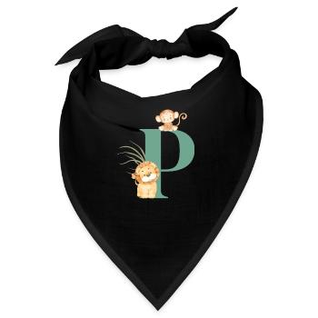 Buchstabe p grüne Dschungeltiere - Bandana - Schwarz - Vorne
