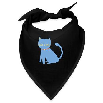 Blaue Katze - Bandana - Schwarz - Vorne
