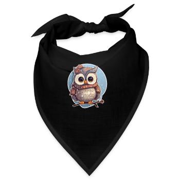 Süsses Eulenmädchen im Winter - Bandana - Schwarz - Vorne