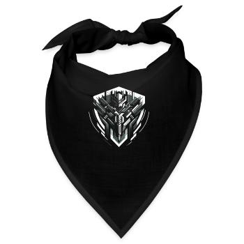 Monochromes Mech-Herz - Bandana - Schwarz - Vorne