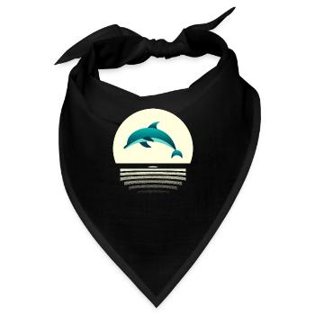 Delfin im Sprung - Bandana - Schwarz - Vorne