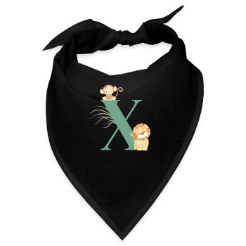 Buchstabe x Grüne Dschungeltiere - Bandana - Schwarz - Vorne