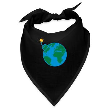 angezuendet erde planet welt rund kugel kreis text - Bandana - Schwarz - Vorne