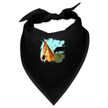 Indianerzelt in der nordamerikanischen Steppe - Bandana - Schwarz - Vorne