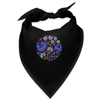ungarische Blumen , blau, bunte blumen,ranke,blume - Bandana - Schwarz - Vorne
