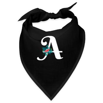 Buchstabe A blumig - Bandana - Schwarz - Vorne