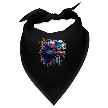 Echse zeigt Coolness als Alligator und Kroko - Bandana - Schwarz - Vorne