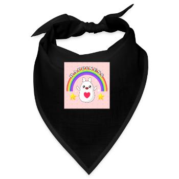 Happiness Hase mit Regenbogen - Bandana - Schwarz - Vorne