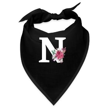 Buchstabe n blumig - Bandana - Schwarz - Vorne