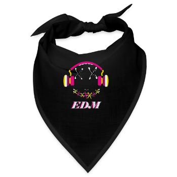 EDM Music, buntes Gesicht mit Kopfhörer - Bandana - Schwarz - Vorne