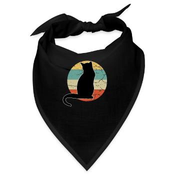 Retro-Vibes und Katzenfreuden: Der katzentastische - Bandana - Schwarz - Vorne
